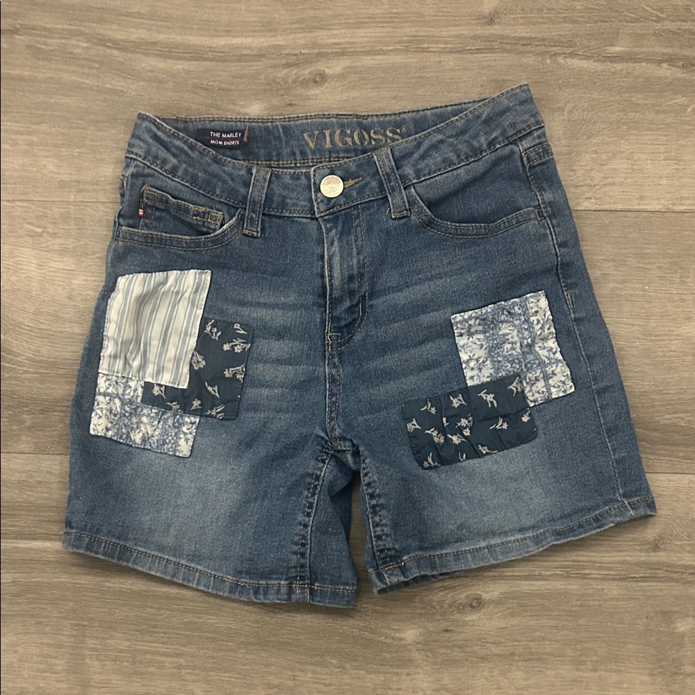 Vigoss Women's Blue Patchwork Jean Shorts